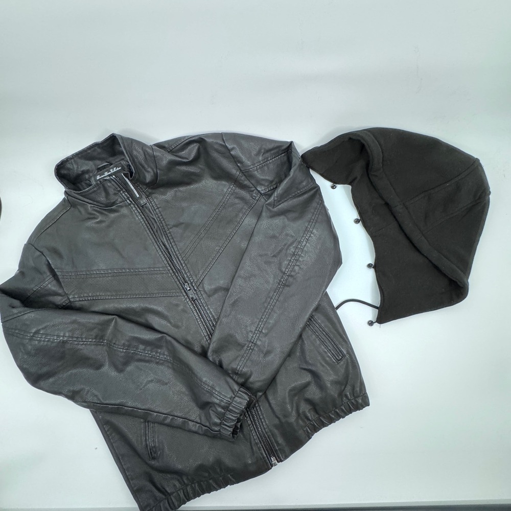 Fried Denim Collection NYC‎ Faux Leather Removable Hood Men's Jacket Size Large